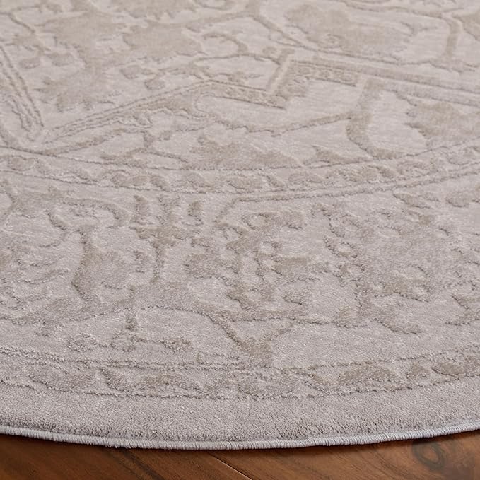 SAFAVIEH Area Rug 8' Round - Reflection Collection - Large - Cream & Ivory, Non-Shedding & Easy Cleaning, Ideal for Living Room, Bedroom (RFT665D)