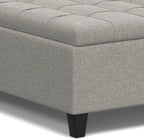 SIMPLIHOME Harrison 40 inch Wide Transitional Square Large Coffee Table Storage Ottoman in Cloud Grey , Assembled, For the Living Room and Bedroom