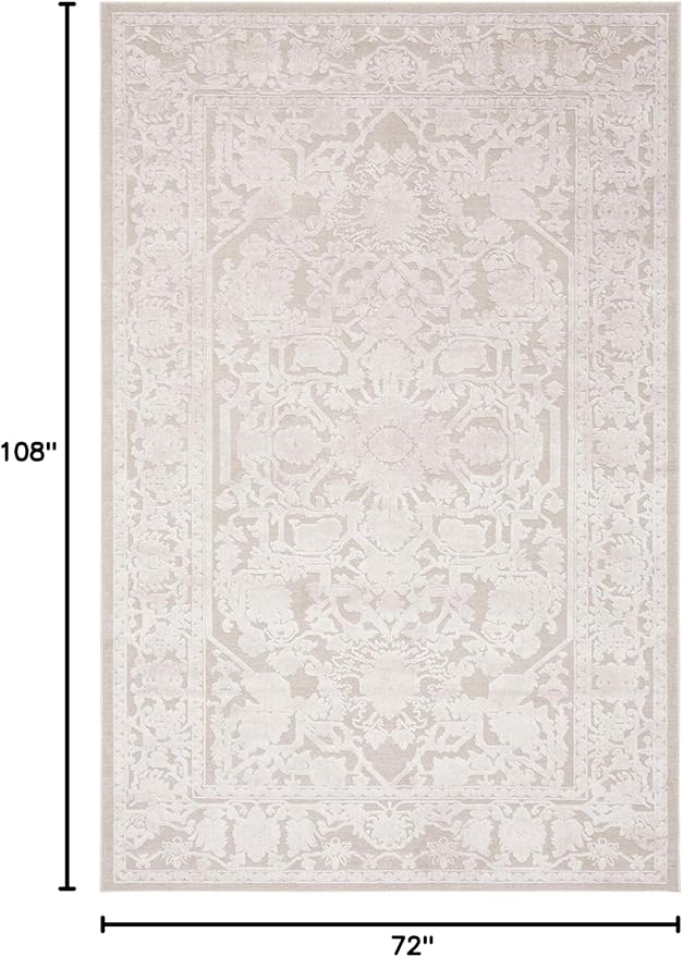 SAFAVIEH Area Rug 6x9 - Reflection Collection - Cream & Ivory, Non-Shedding & Easy Cleaning, Ideal for Living Room, Bedroom (RFT665D)