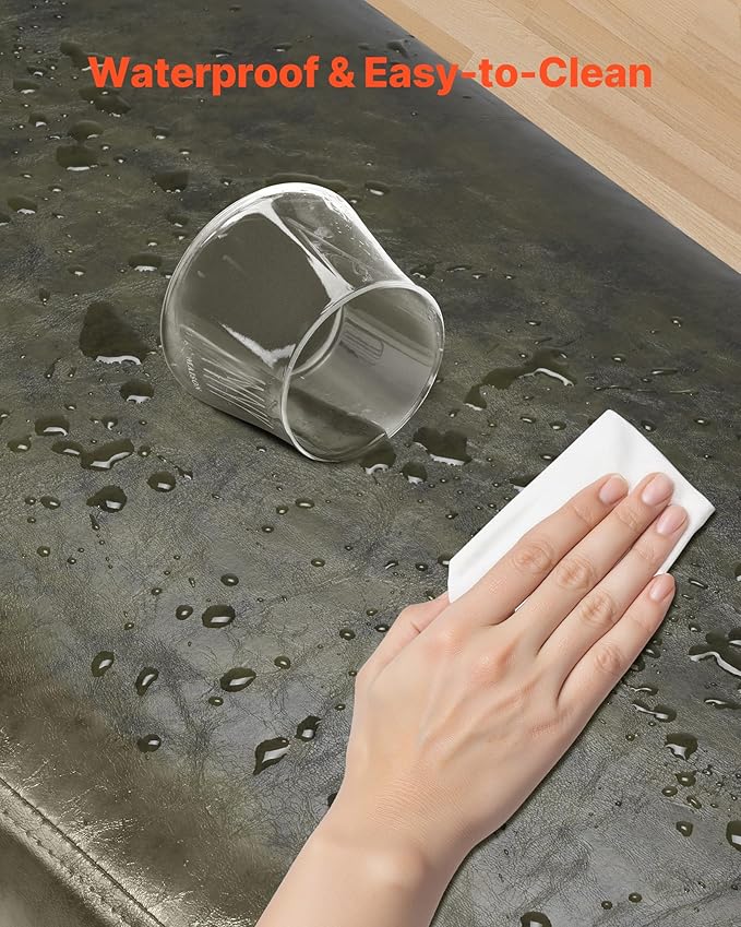 VEVOR Leather Storage Ottoman Bench, PU Leather Bench with Storage and Metal Legs, Modern Shoe Benches Seat for Entryway, Upholstered End of Bed Benches for Living Room, Dining Room, Hallway, Green