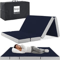 Best Choice Products 4in Portable Full-Size Mattress, Tri-Fold Mattress for Camping, Guest, Toddler, Foam Plush w/Carry Case - Midnight Blue
