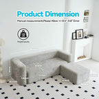 Modern One-Piece Foam Sofa with Ottoman, No Assembly Required, Ergonomic Design Couch, Eco-Friendly Chenille Fabric, Modular DIY Combination Sectional for Living Room, Apartment & Lounge (Light Gray)