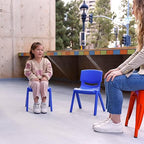 ECR4Kids 12in Plastic School Stack Chair, Classroom Furniture, Blue, 4-Pack