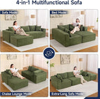 2025 New 108" Cloud Couch Sectional, Modular Sectional Sofa with L-Shaped Chaise, Deep Seat Sectional Modular Couch for Living Room, No Assembly Required (Green, Chaise Ottoman)