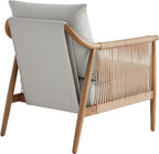 CHITA Braid Accent Chair, Modern Armchair with Solid Wooden Armrest for Living Room and Bedroom, Boho Reading Chair, Light Grey