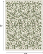 RUGGABLE x Morris & Co Machine Washable Area Rug – Pure Willow Boughs Green 9x12, Stain-Resistant, Non-Slip – Large Rugs for Living Room, Bedroom, Hallway, Entryway & Office–with Cushioned Pad