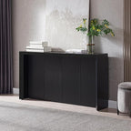 Henn&Hart 56'' Wooden Rectangular Fluted Console Table Entryway Table, Sofa Table for Entryway, Living Room, Couch, Hallway, or Office, Black Grain