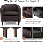 Yaheetech Leather Club Chair, Faux Leather Accent Chair, Modern Living Room Armchair with Wood Legs and Padded Seat for Bedroom Reception Room, Espresso