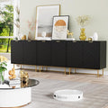 Scurrty Large Sideboard, Black Storage Buffet with 6 Doors, Adjustable Shelf & Golden Legs - Accent Cabinet for Living Room & Kitchen