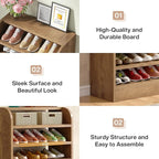 Tribesigns Shoe Rack for Entryway, 8-Tier Tall Shoe Shelf Shoes Storage, Wooden Shoe Storage Cabinet Shoe Organizer for Closet, Hallway, Living Room, Wood Color