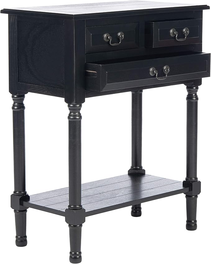 SAFAVIEH Home Collection Primrose Black 3-Drawer Console Table