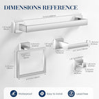 10-Pieces Bathroom Accessories, SUS304 Brushed Bathroom Accessory Set, Nickel Towel Racks for Bathrooml, Stainless Steel, Wall Mounted Towel Rack&Toilet Paper Holder&Towel Ring and Towel Hook