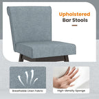 COSTWAY Swivel Bar Stools Set of 4, 27" Counter Height Bar Chairs with Rubber Wood Legs, Upholstered Linen Barstools with Back & Cushioned Seat, for Kitchen Island, Home, Pub, Grey