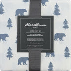 Eddie Bauer - Queen Sheets, Cotton Flannel Bedding Set, Brushed For Extra Softness, Cozy Home Decor (Bears & Trees, Queen)