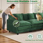 Expandable Modular Sectional Sofa with Ottoman, 111.4" Cloud Chenille U-Shape Couch, Reversible Chaise & 2nd Ottoman for Large Spaces, Deep Seat, Solid Wood Frame