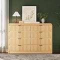 FURSUN Fluted 8 Drawers Dresser for Bedroom, 55" Wide Wooden Dresser with Metal Handle, Curved Profile Design, Modern Storage Organizer for Bedroom, Hallway, Natural Oak