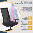 Nexys Home Office Desk Chair, Adjustable Tilt, Height Adjustable Armrests, High Mesh Back Variable Height, Rolling Work Swivel Chairs with Wheels, Comfortable for Long Hours, Onyx | Vinyl