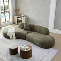135" Curved Sofa Couch Modern Oversized 6-Seat Upholstery Boucle Sectional Sofa Couch with Pillows for Living Room Apartment Furniture,No Assembly Needed (Green+Left-Facing)