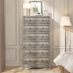 6 Drawer Dresser 52" Tall for Bedroom, Wood 6 Chest Drawers, Storage for Clothes, Narrow Large Drawers, Taupe Vintage, for Living Room, Bedroom, Hallway, Brownish Grey