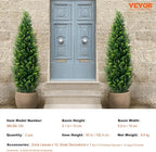 VEVOR Artificial Topiary Cedar Tree, 60 inch Tall (2 Pieces), with Extra Leaves & Pot Faux Evergreen Fake Pine Cypress Trees Plant, UV Rated Artificial Greenery Set for Home Decor Indoor/Outdoor