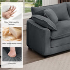 mikibama Luxury 2 Piece Sofa Set, Loveseat Couch & Sofa Armchair Set, Modern Corduroy Comfy Cloud Couches Set for Living Room Office with 2 Armrest Pillows and 3 Toss Pillows, Grey