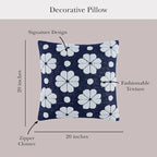Kate Spade New York Spade Floral Decorative Pillow, 20" x 20" Throw Pillow for Bed or Sofa, Textured Polyester and Cotton Blend Cover, Navy, 20 x 20