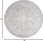 SAFAVIEH Reflection Collection Area Rug - 6'7" Round, Light Grey & Cream, Non-Shedding & Easy Cleaning, Ideal for Living Room, Bedroom (RFT665C)