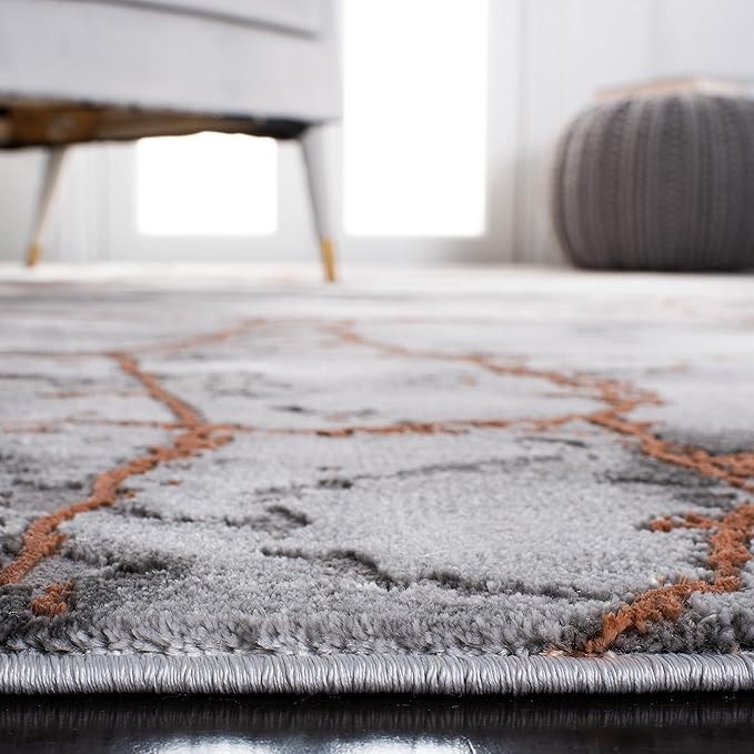 SAFAVIEH Craft Collection 2'7" x 5' Grey/Orange CFT877P Modern Abstract Non-Shedding Entryway Living Room Foyer Bedroom Kitchen Accent Rug
