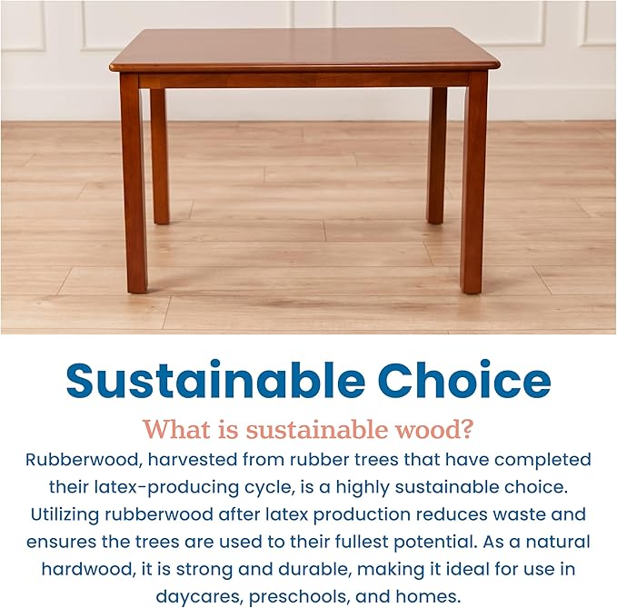 ECR4Kids 24in x 36in Rectangular Hardwood Table with 22in Legs, Kids Furniture, Dark Walnut