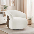 Swivel Barrel Accent Chairs-Modern Round Club Arm Chair Upholstered Living Room Armchair, Single Sofa Seating Bedroom Side Reading Seat for Living Roon Office (White,1 Pack)