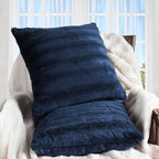 Cheer Collection Faux Fur Throw Pillows - Decorative Pillows for Couch, Bed Throw Pillows, Blue Accent Pillows for Bedroom or Living Room Aesthetic, Set of 2 Furry Throw Pillows, 18”x18”
