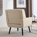 Dolonm Midcentury Modern Teddy Accent Chair with Arms, Upholstered Reading Side Chair Tufted Back Decorative Wingback Chair for Living Room Bedroom (White)