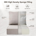 Luxury 6" Outdoor Cushions for Patio Furniture, 24x24x6" Thick Seat Cushion Set of 9, Fade Resistant Couch Chair Replacement Cushions High Density Deep Wicker Chair Cushion w/ Removable Cover, Beige