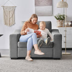 ELUCHANG 47" W Oversized Accent Chair Set of 2, Linen Fabric Modern Chair, Washable Covers, Comfy Upholstered Large Reading Armchair for Living Room, Bedroom, Office, Dark Grey