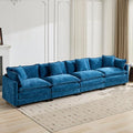 Aoowow Modular Sectional 4 Seater Cloud Sofa Couch for Living Room,149.6" Cloud Sofas with Deep Seat,Modern Chenille 4 Seat Sofas,Fluffy Cloud Couches for Bedroom,Office,Hotel (Blue, 4 Seater)