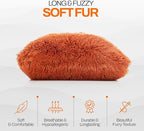 Cheer Collection Throw Pillows for Couch and Bed, Soft Shaggy Throw Pillows with Inserts Included, Cozy Long Hair Faux Fur Pillows - Set of 2-20" x 20" - Rust Orange