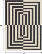 RUGGABLE x Jonathan Adler Machine Washable Modern Area Rug – Op Art Charcoal 5x7, Stain-Resistant, Non-Slip – Medium Rugs for Living Room, Bedroom, Hallway, Entryway & Office–with Standard Pad