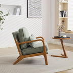 Mid-Century Accent Chair Set of 2,Sherpa Fabric Lounge Chair with Wide Armrest,Sherpa Fabric Armchair with Lumbar Pillow & Solid Wood Frame for Living Room, Bedroom, Balcony (Green)