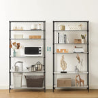 SONGMICS 6-Tier Storage Shelves, Wire Shelving Unit, Kitchen Metal Shelves, Storage Rack with Adjustable Shelves, Shelf Liners, 8 Hooks, for Garage, 13.8 x 35.4 x 69.7 Inches, Black ULGR096B01
