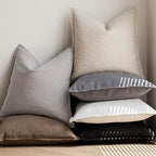 Foindtower Pack of 2, Decorative Linen Soild Throw Pillow Covers Soft Accent Cushion Case Boho Farmhouse Pillowcase for Chair Couch Sofa Bedroom Living Room Home Decor 18 x 18 Inch Light Rustic Gray