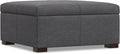 SIMPLIHOME Gabbie 36 inch Wide Contemporary Square Square Coffee Table Storage Ottoman in Slate Grey Polyester Linen, Assembled, for The Living Room, Entryway and Family Room