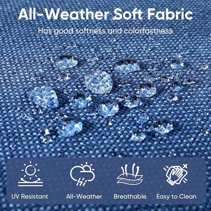 Outdoor Chair Cushions 3 Packs - Outside High Back Thick Water-Resistant Cushion 22x24 with Zipper Cover for Patio Glider Rocking Chairs Loveseat Couch – Blue/Buckle