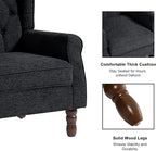 Accent Chair, Upholstered Armchair with Button Tufted High Back & Solid Wood Legs, Comfy Wingback Reading Single Sofa Chair for Small Spaces, Living Room, Bedroom-Blue,1 SEAT