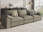 EASE MOOSE 3 Seater Deep Seat Sectional Sofa,Scratch Resistant Faux Leather Material, Oversized Modular Couch for Living Room,Modern Comfy Sofas for Small Spaces, Light Grey