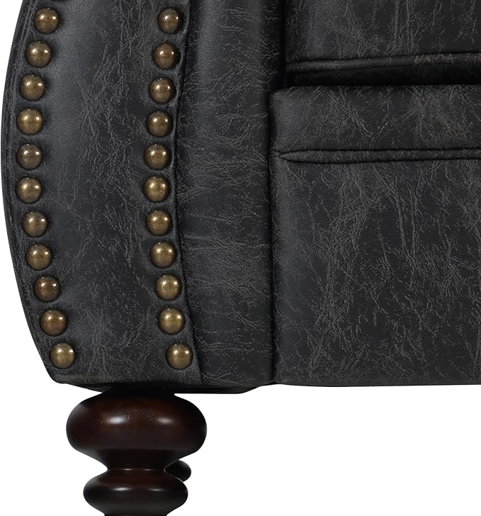 Living Room Furniture Sets,Sofa Sets and Couch Sets for Living Room,Mid-Century Vintage Sofa Couches with Rivet Design (Grey, Single+3 Seater)