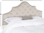 Safavieh Arebelle Taupe Linen Upholstered Tufted Headboard - Silver Nailhead (Queen)