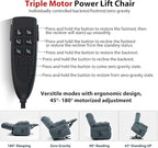Oversized Zero Gravity Power Lift Recliner Chair for Elderly Adults Big Man Electric Lay Flat Recliner Triple Motor with Heat and Massage, Adjustable Seat Height, Arm Storage, Cup Holder