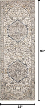 Loloi Teagan Collection TEA-01 Natural/Lt. Grey 2'-8" x 7'-6" Runner Rug, Large, Soft Neutral Rug, High-Traffic for Living Room, Bedroom, Home Office, Dining Area