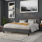 BizChair Tufted Upholstered King Size Headboard in Dark Gray Fabric