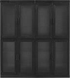 Crosley Furniture Essen 2-Piece Glass Door Kitchen Pantry Storage Cabinet Set, Living Room, Entryway, Black